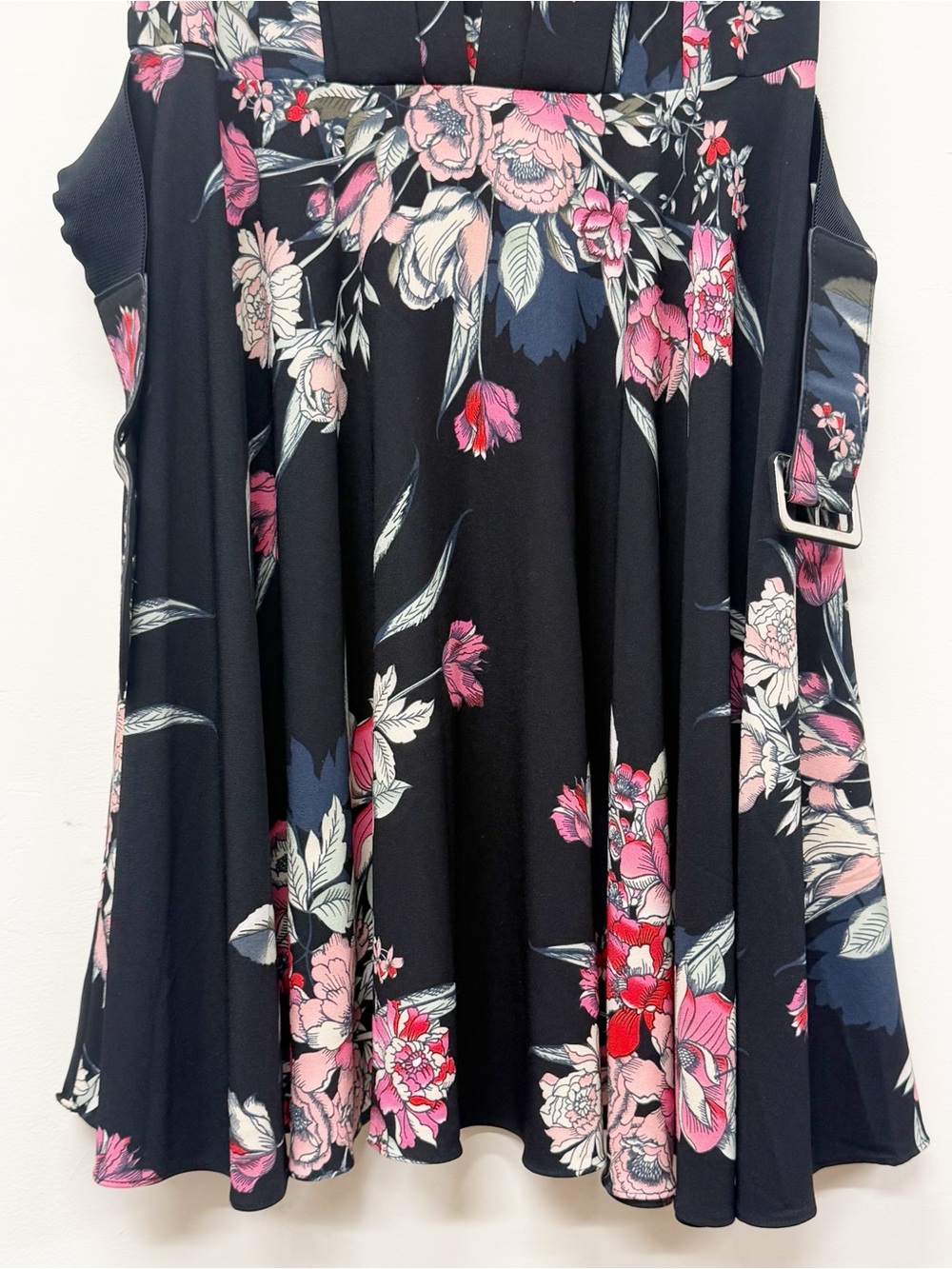 City Chic Black Multi Sleeveless Belted Misty Floral Fit-and-Flare Dress, L/20 - Picture 7 of 13